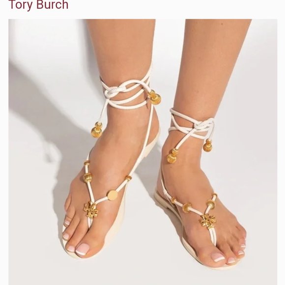 💯TORY BURCH CAPRI FLAT LACE-UP SANDAL - Picture 8 of 10